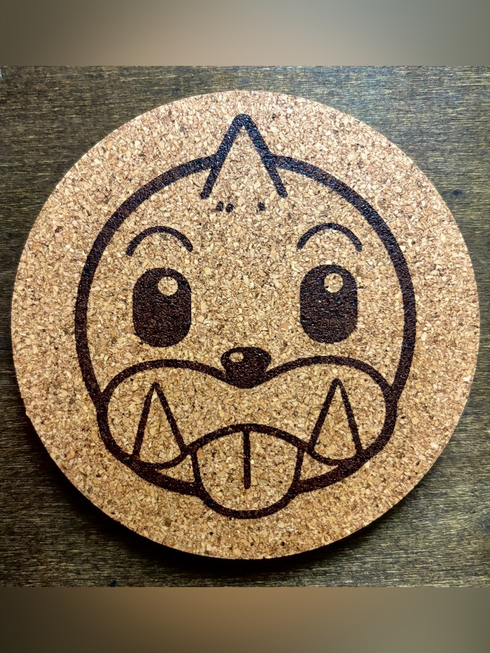 Pokemon Seel Face Laser Engraved Cork Coaster